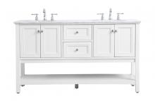 Elegant VF27060WH - 60 In. Double Sink Bathroom Vanity Set in White